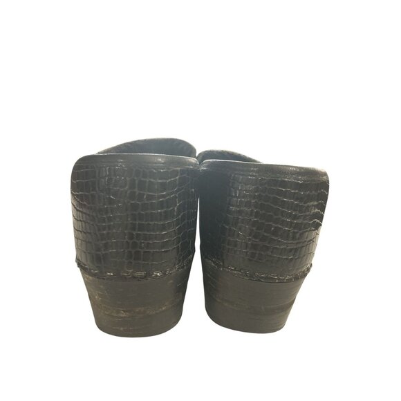 Sanita Womens Size 10 US 41 EU Black Crocodile Pattern Leather Clogs shoes - Picture 5 of 8